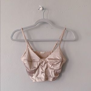 Garage Blush Satin Bustier Crop Top Size Small